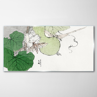 Butterflies and plants in harmony Glass Print