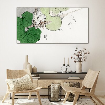 Butterflies and plants in harmony Glass Print