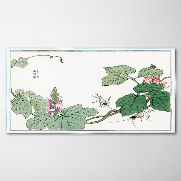 Flowers and insects in harmony Glass Print
