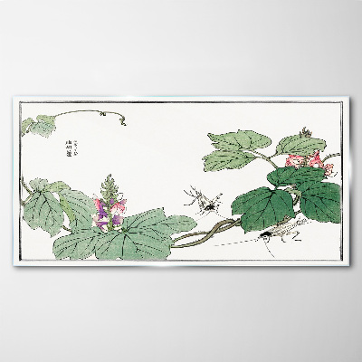 Flowers and insects in harmony Glass Print
