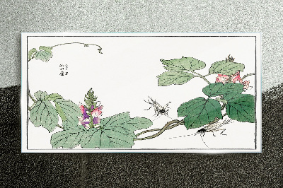 Flowers and insects in harmony Glass Print