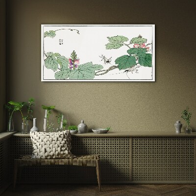 Flowers and insects in harmony Glass Print