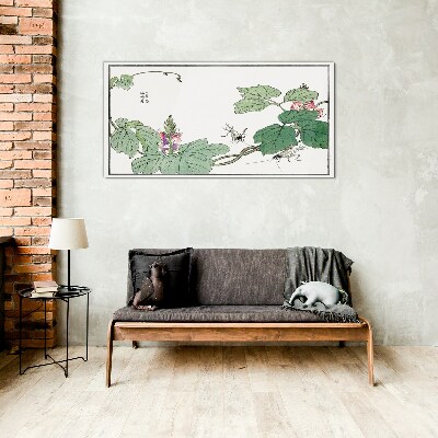 Flowers and insects in harmony Glass Print