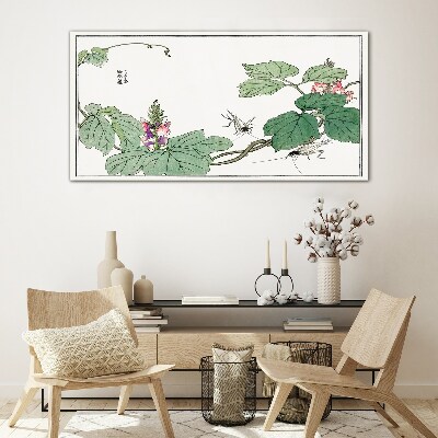Flowers and insects in harmony Glass Print