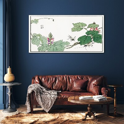 Flowers and insects in harmony Glass Print