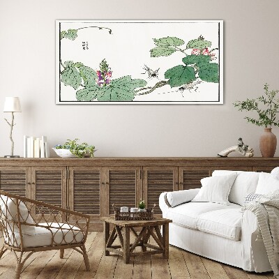 Flowers and insects in harmony Glass Print