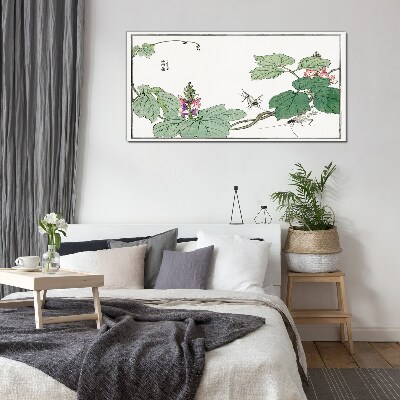 Flowers and insects in harmony Glass Print