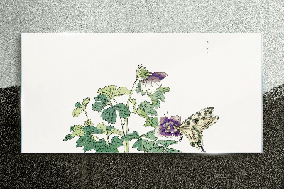 Floral harmony with butterfly Glass Print