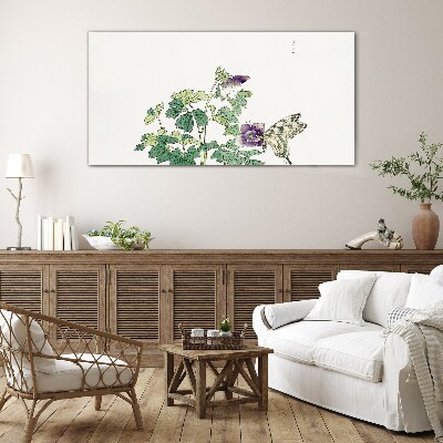 Floral harmony with butterfly Glass Print