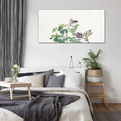 Floral harmony with butterfly Glass Print