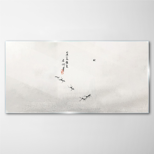 Peaceful nature with calligraphy Glass Print