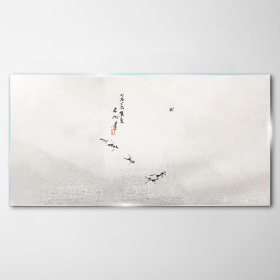 Peaceful nature with calligraphy Glass Print