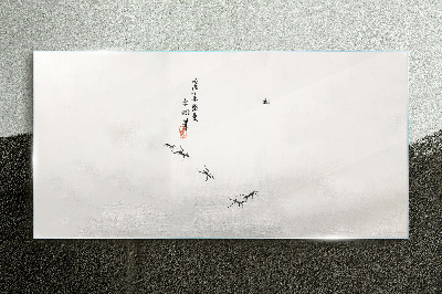 Peaceful nature with calligraphy Glass Print