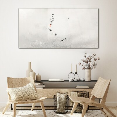 Peaceful nature with calligraphy Glass Print