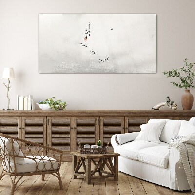 Peaceful nature with calligraphy Glass Print