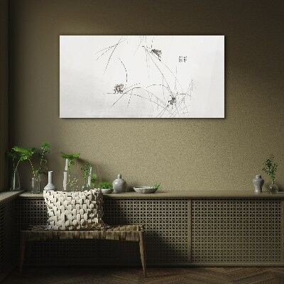 Butterflies on the grass background Glass Print