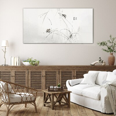 Butterflies on the grass background Glass Print