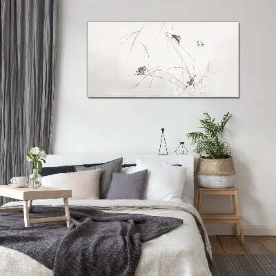 Butterflies on the grass background Glass Print