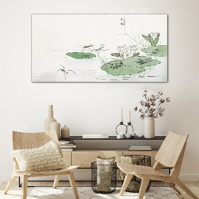 Water lilies on the pond Glass Print