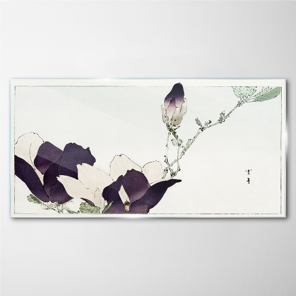 Asian flowers Glass Print