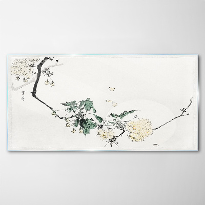 A floral landscape in delicate shades Glass Print