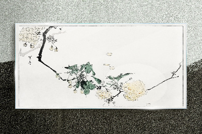 A floral landscape in delicate shades Glass Print