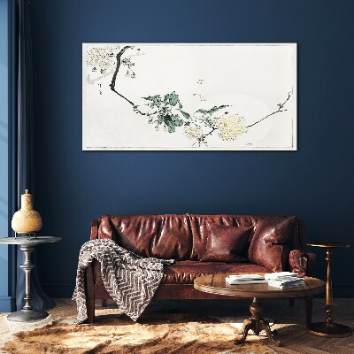 A floral landscape in delicate shades Glass Print