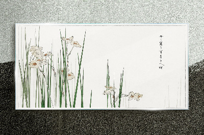 Flowers in the grass Glass Print