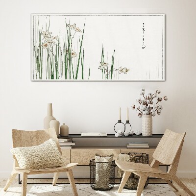 Flowers in the grass Glass Print