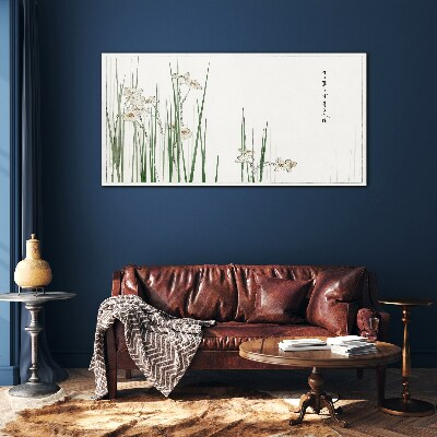 Flowers in the grass Glass Print