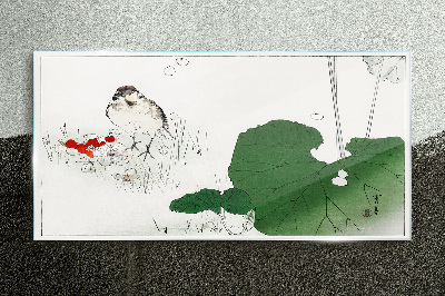 A winged guest in a green environment Glass Print