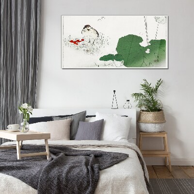 A winged guest in a green environment Glass Print