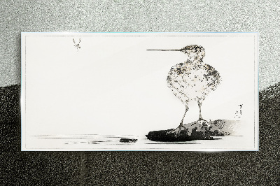 Bird on a minimalist background Glass Print