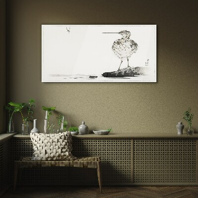 Bird on a minimalist background Glass Print