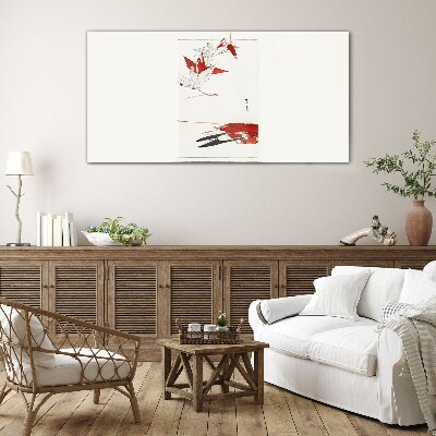 Red birds on white background Glass Print