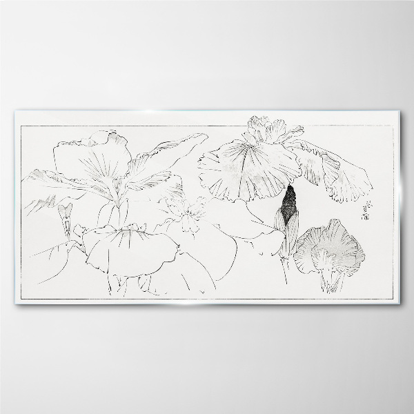 Floral compositions in delicate lines Glass Print