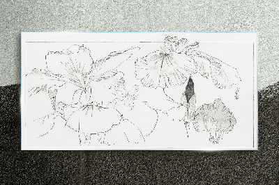 Floral compositions in delicate lines Glass Print