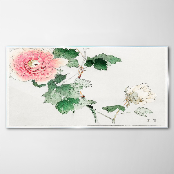 Floral arrangement with pink peony Glass Print