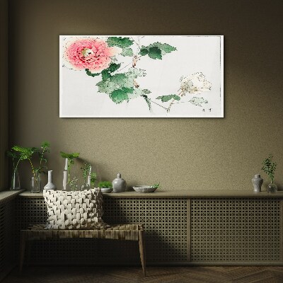 Floral arrangement with pink peony Glass Print