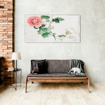 Floral arrangement with pink peony Glass Print