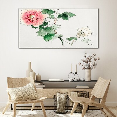 Floral arrangement with pink peony Glass Print