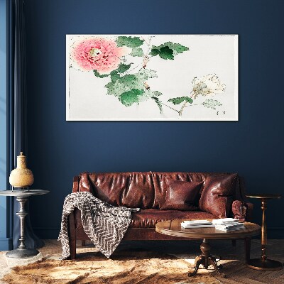 Floral arrangement with pink peony Glass Print