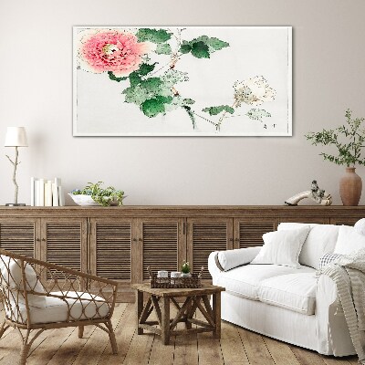 Floral arrangement with pink peony Glass Print