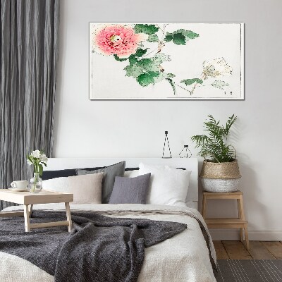 Floral arrangement with pink peony Glass Print