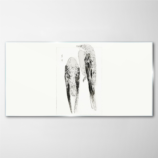 Two birds on a white background Glass Print
