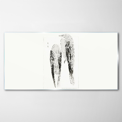 Two birds on a white background Glass Print