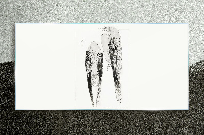 Two birds on a white background Glass Print