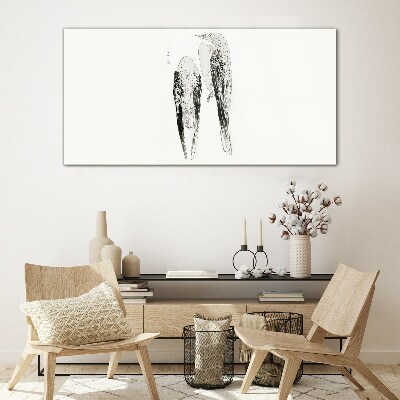 Two birds on a white background Glass Print