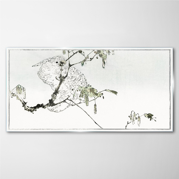 Bird on a branch Glass Print