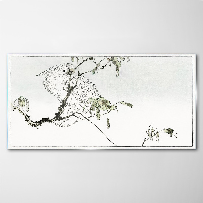 Bird on a branch Glass Print